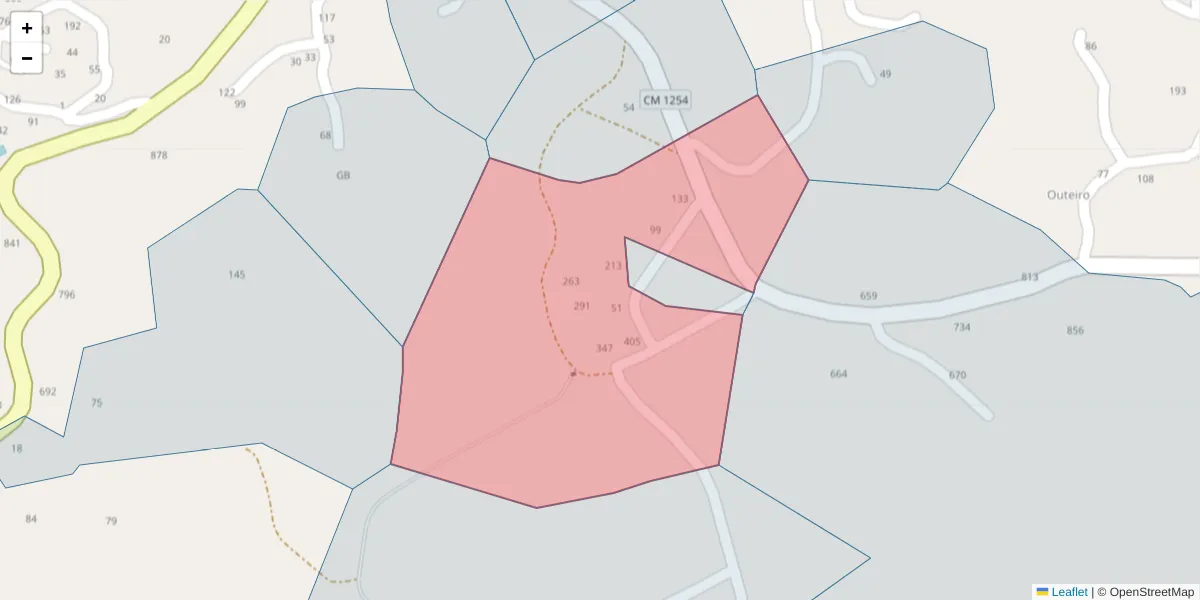 Mapa detalhado do código postal 4635-477 com limites, códigos postais vizinhos e agências dos correios