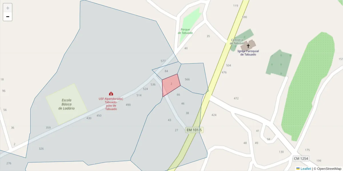 Mapa detalhado do código postal 4635-485;4635-453 com limites, códigos postais vizinhos e agências dos correios