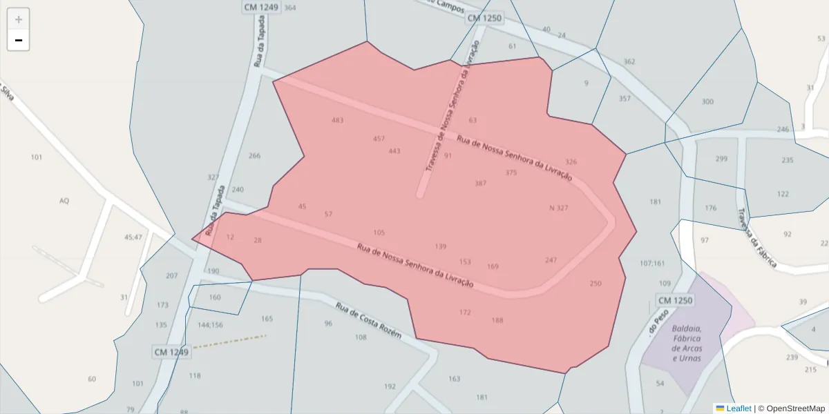 Mapa detalhado do código postal 4635-528 com limites, códigos postais vizinhos e agências dos correios