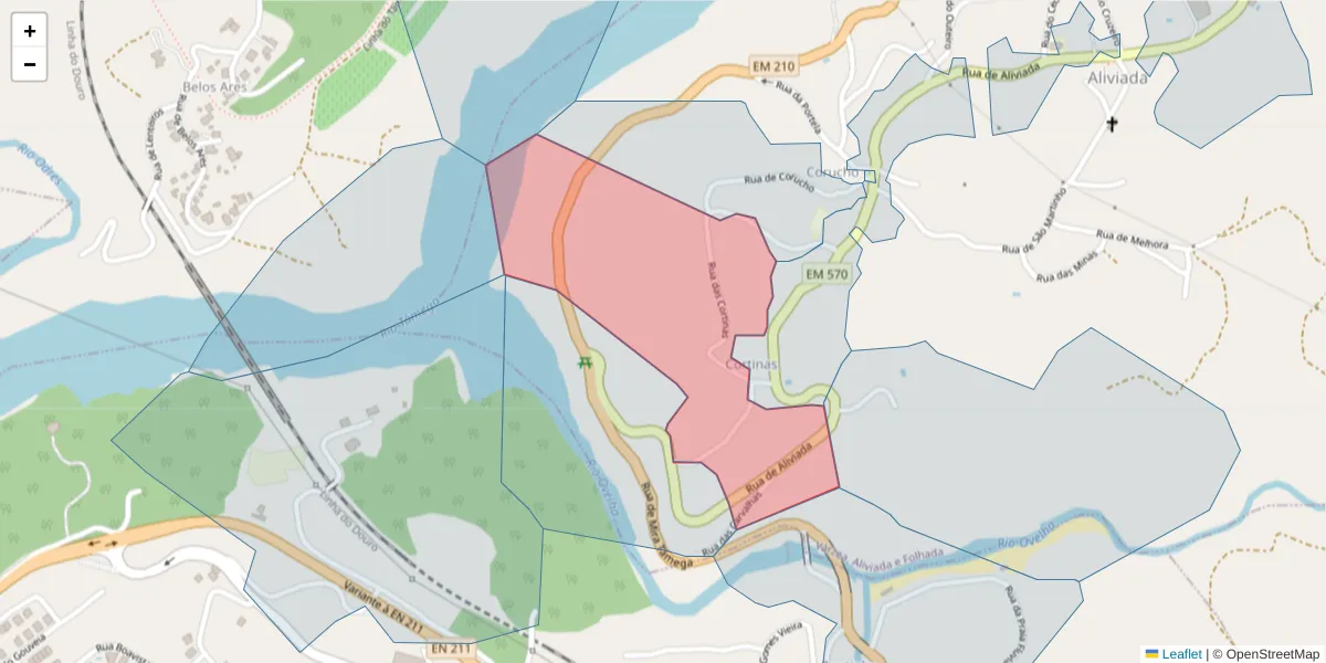 Mapa detalhado do código postal 4635-571 com limites, códigos postais vizinhos e agências dos correios