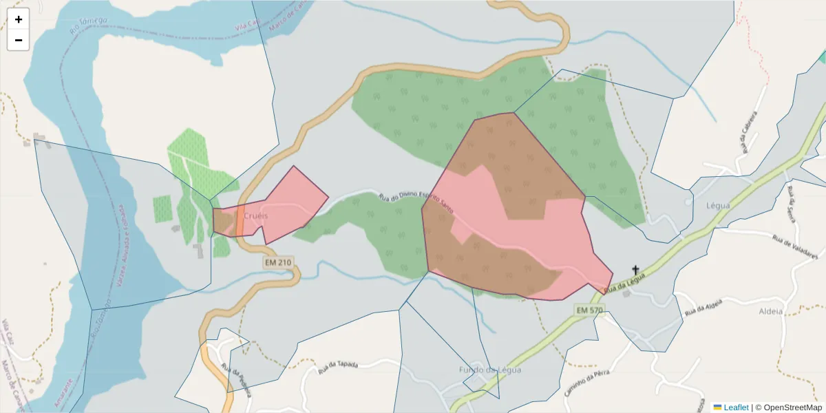 Mapa detalhado do código postal 4635-580 com limites, códigos postais vizinhos e agências dos correios