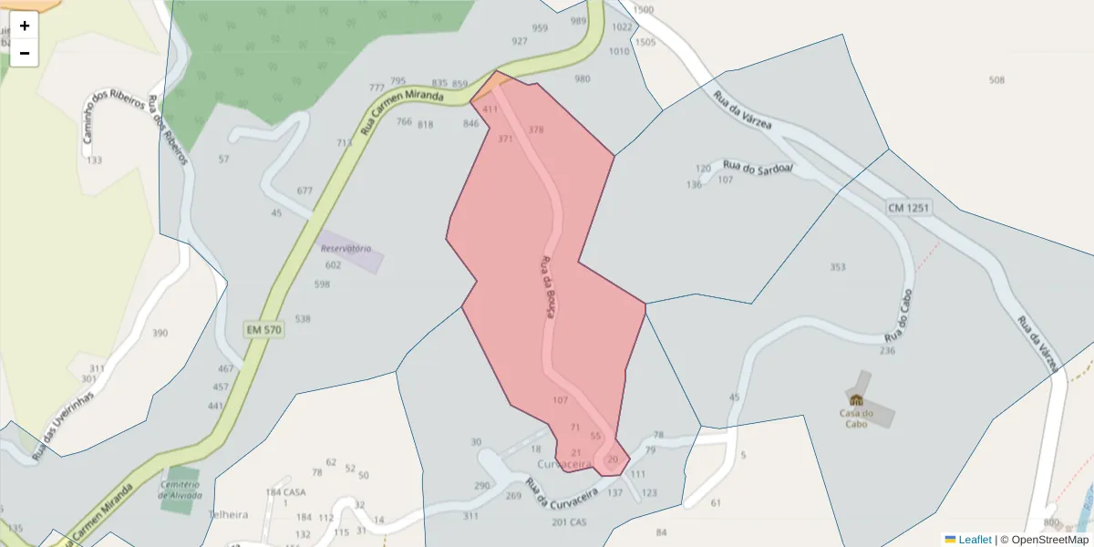Mapa detalhado do código postal 4635-583 com limites, códigos postais vizinhos e agências dos correios