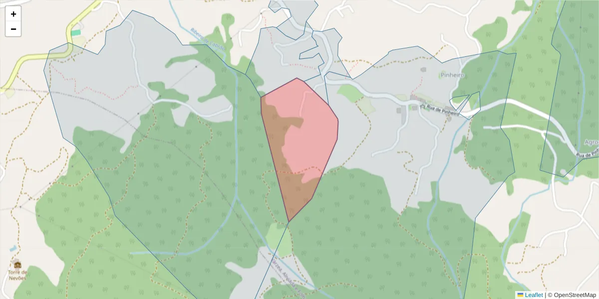 Mapa detalhado do código postal 4635-592 com limites, códigos postais vizinhos e agências dos correios