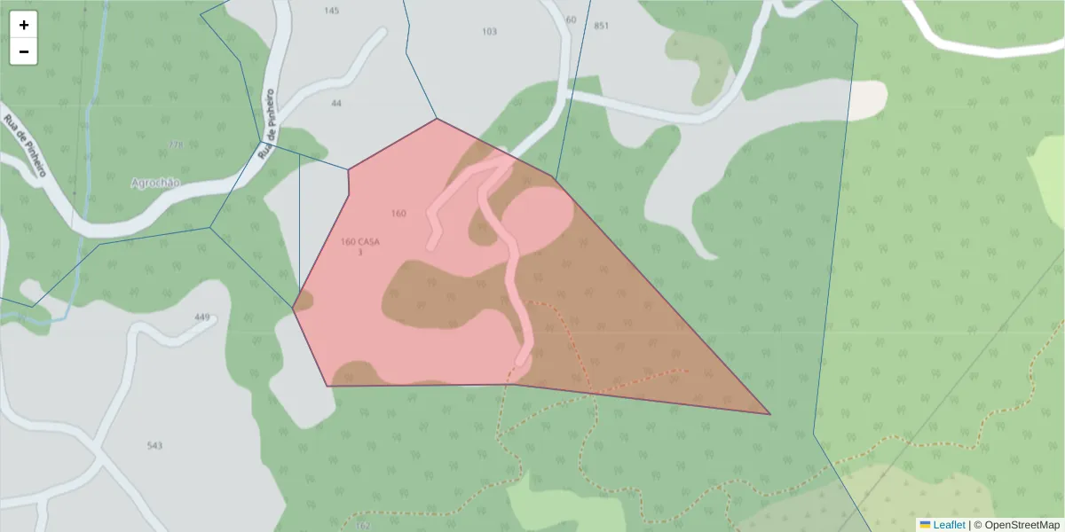 Mapa detalhado do código postal 4635-600 com limites, códigos postais vizinhos e agências dos correios