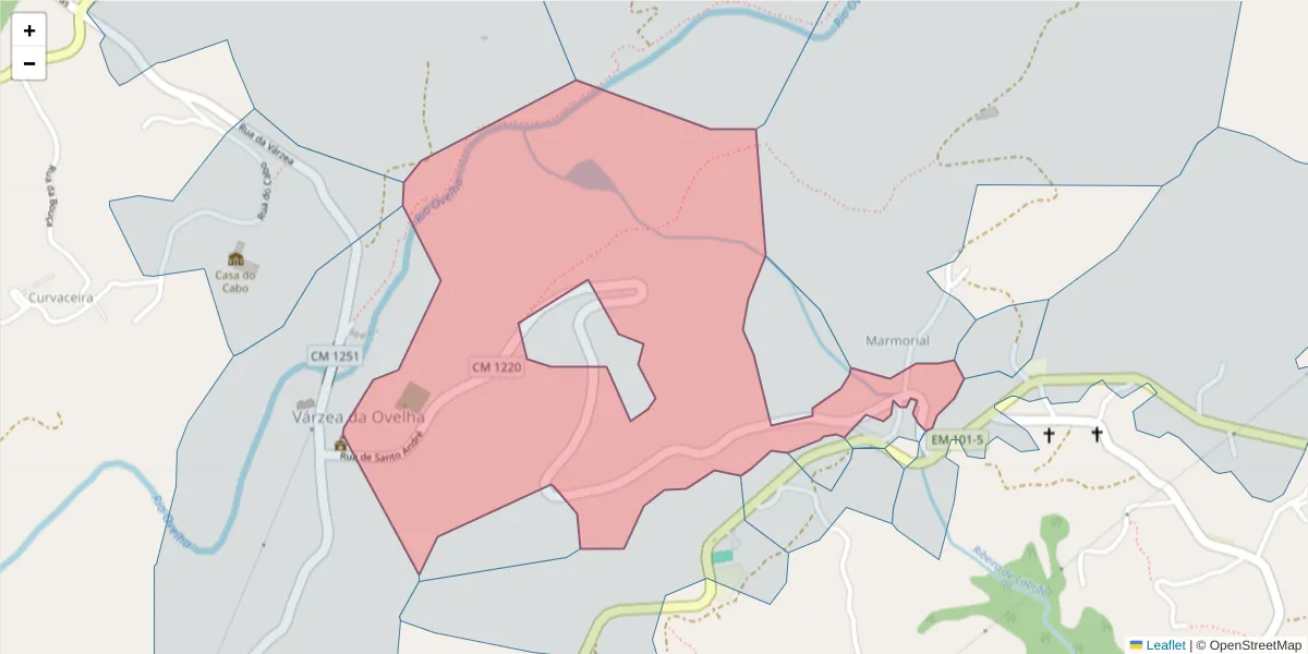 Mapa detalhado do código postal 4635-602 com limites, códigos postais vizinhos e agências dos correios