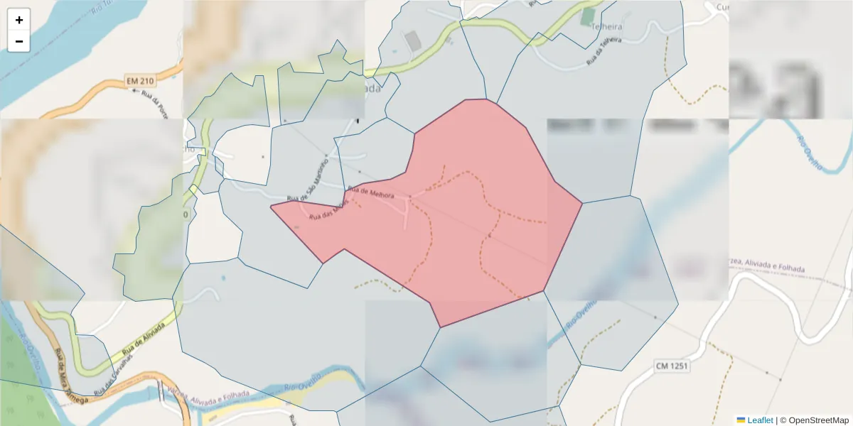Mapa detalhado do código postal 4635-610 com limites, códigos postais vizinhos e agências dos correios