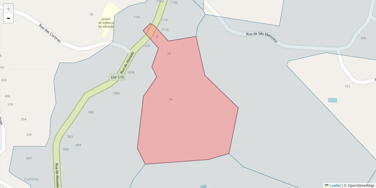 Mapa detalhado do código postal 4635-618 com limites, códigos postais vizinhos e agências dos correios