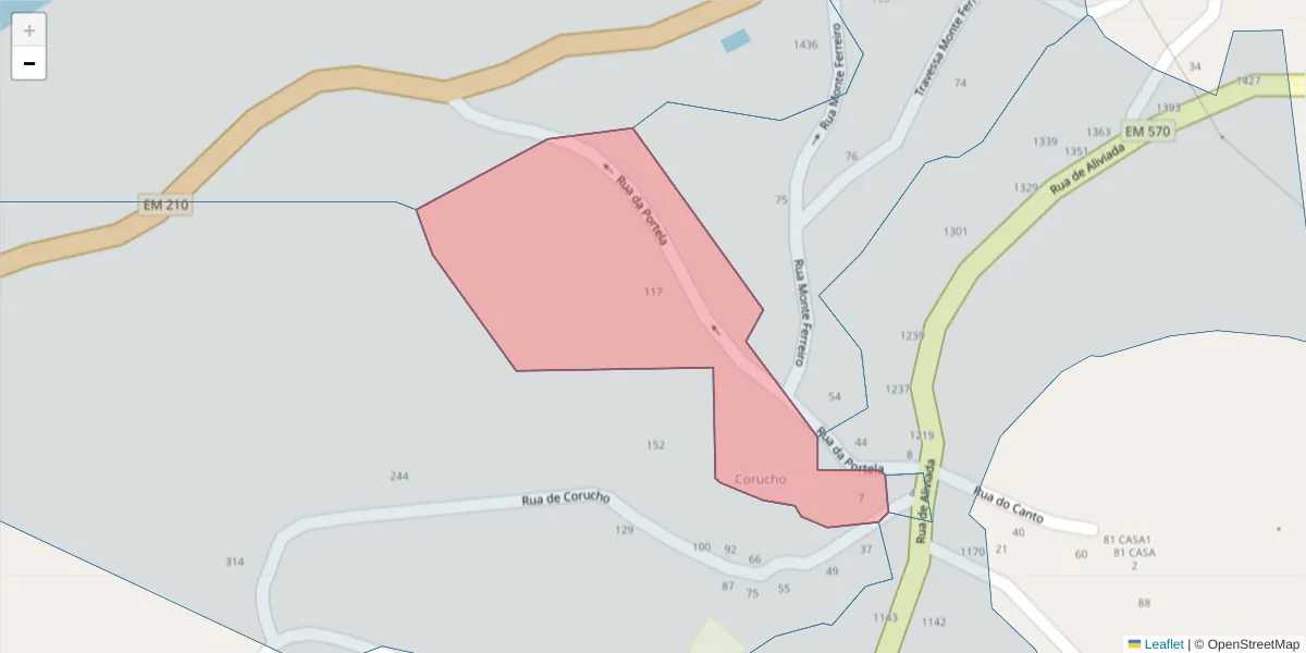 Mapa detalhado do código postal 4635-629 com limites, códigos postais vizinhos e agências dos correios