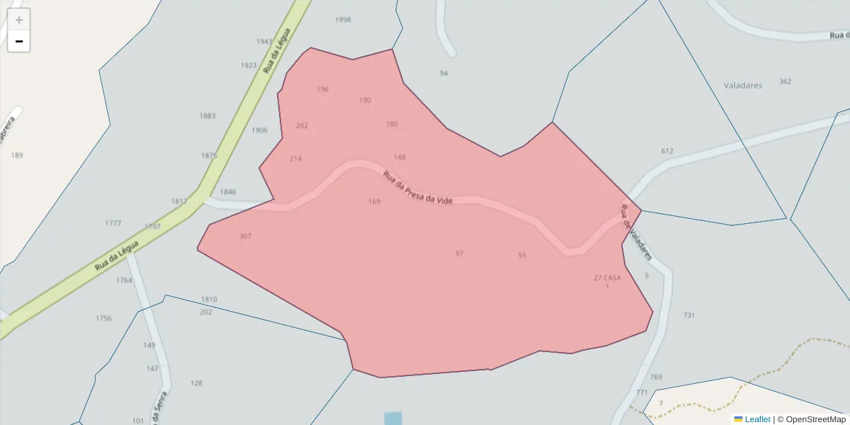 Mapa detalhado do código postal 4635-632 com limites, códigos postais vizinhos e agências dos correios