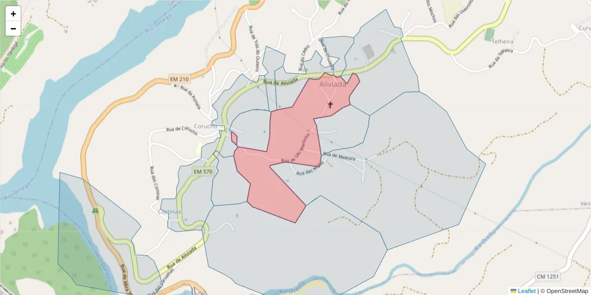 Mapa detalhado do código postal 4635-646 com limites, códigos postais vizinhos e agências dos correios
