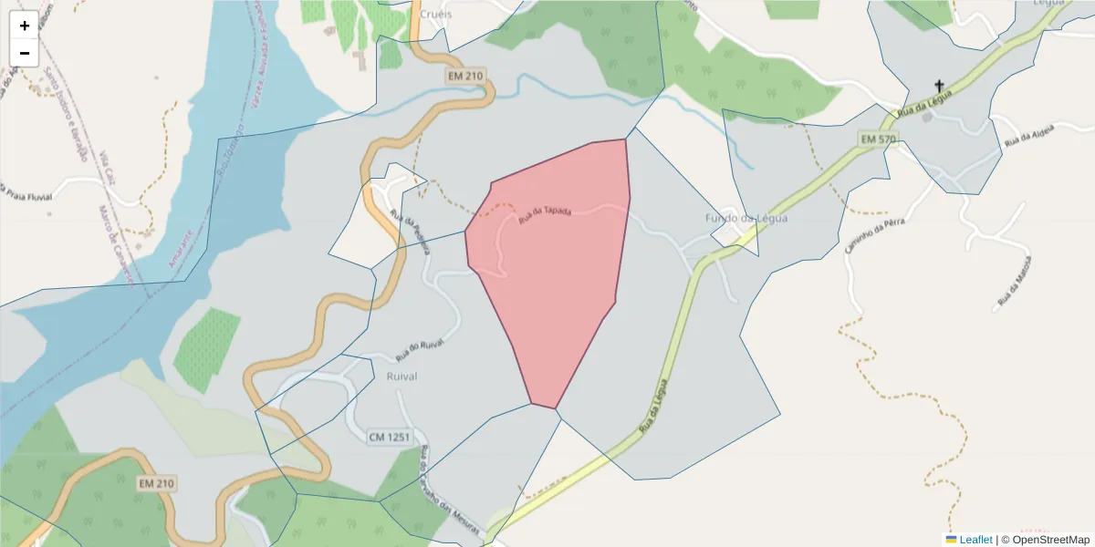 Mapa detalhado do código postal 4635-653 com limites, códigos postais vizinhos e agências dos correios