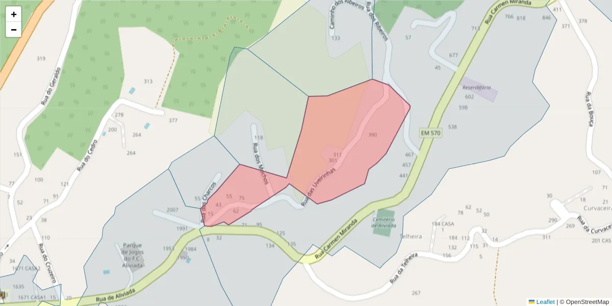 Mapa detalhado do código postal 4635-659 com limites, códigos postais vizinhos e agências dos correios