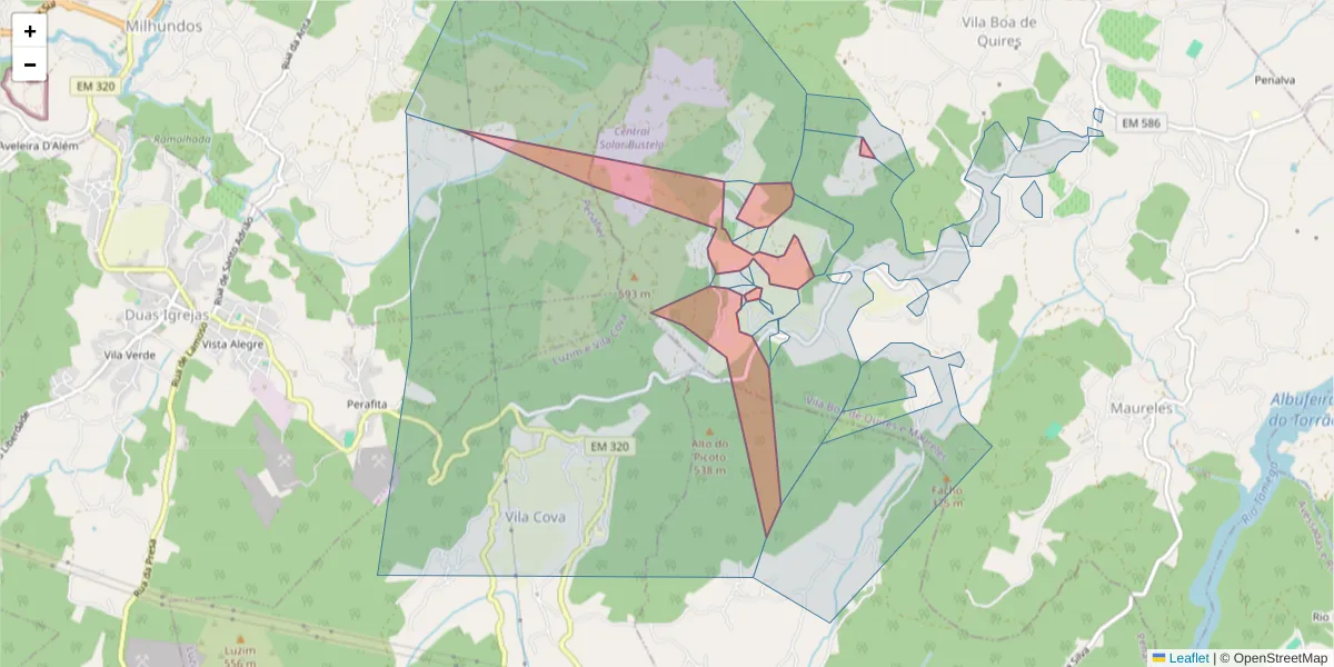 Mapa detalhado do código postal 4635-674 com limites, códigos postais vizinhos e agências dos correios