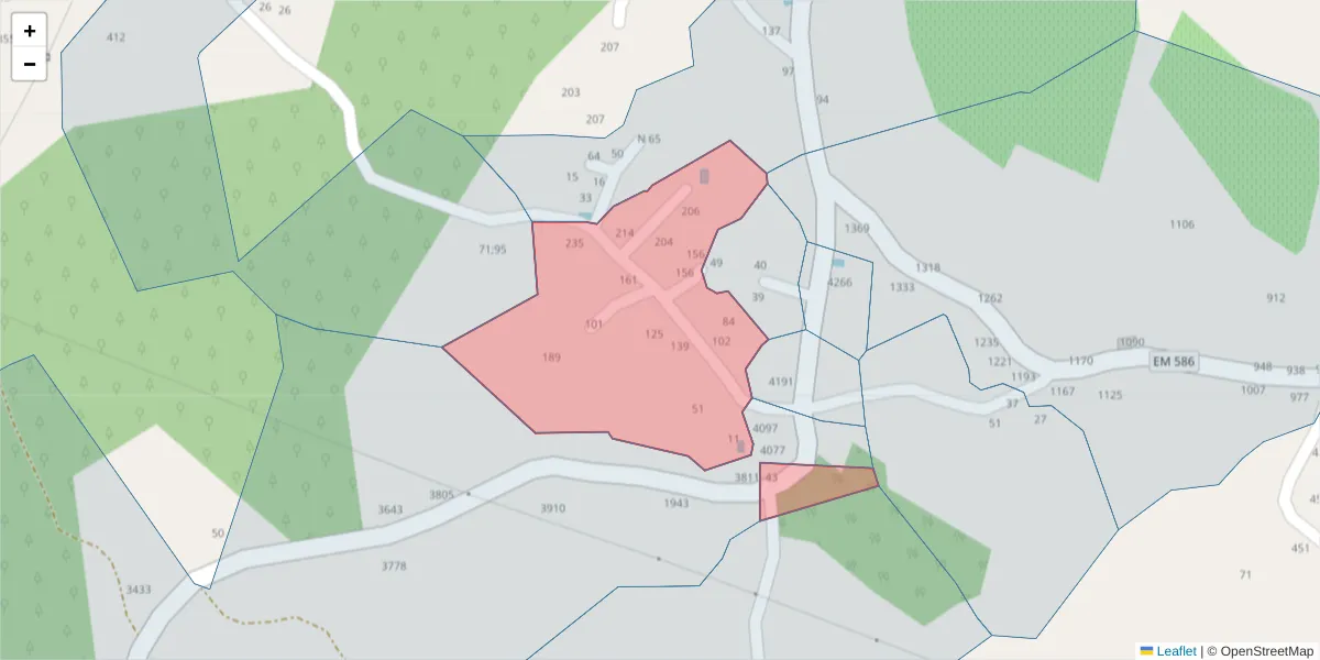 Mapa detalhado do código postal 4635-695 com limites, códigos postais vizinhos e agências dos correios