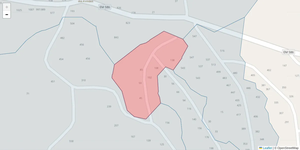 Mapa detalhado do código postal 4635-715 com limites, códigos postais vizinhos e agências dos correios