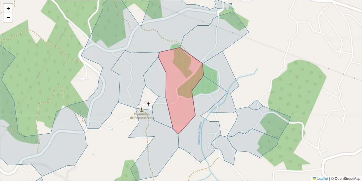 Mapa detalhado do código postal 4635-722 com limites, códigos postais vizinhos e agências dos correios