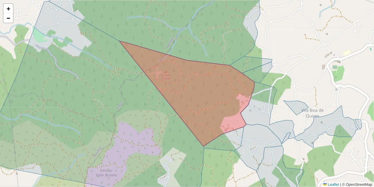 Mapa detalhado do código postal 4635-730 com limites, códigos postais vizinhos e agências dos correios