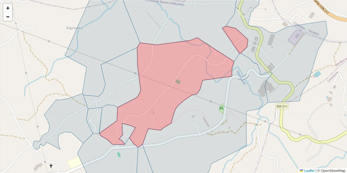 Mapa detalhado do código postal 4635-732 com limites, códigos postais vizinhos e agências dos correios
