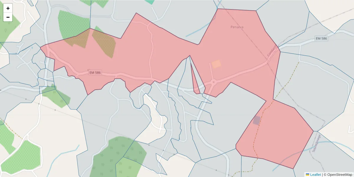 Mapa detalhado do código postal 4635-737 com limites, códigos postais vizinhos e agências dos correios