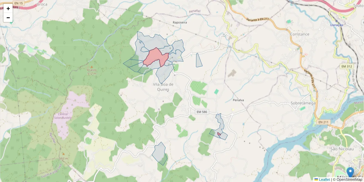 Mapa detalhado do código postal 4635-753 com limites, códigos postais vizinhos e agências dos correios