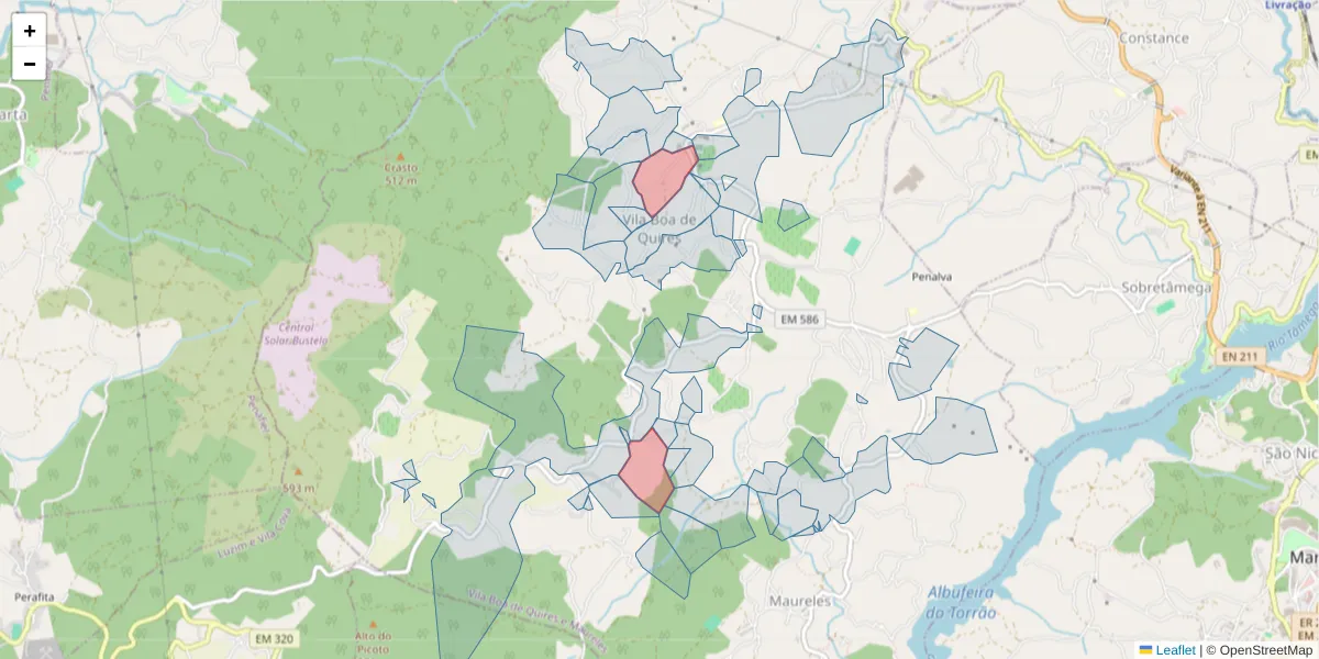 Mapa detalhado do código postal 4635-757 com limites, códigos postais vizinhos e agências dos correios