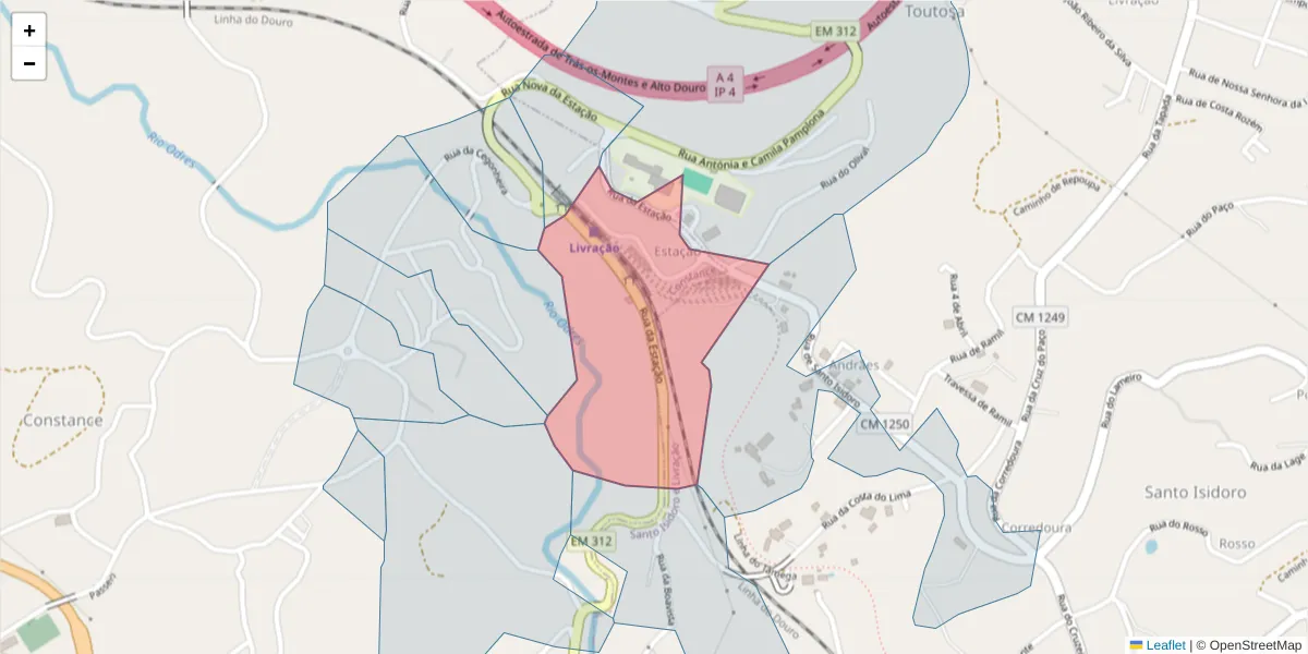 Mapa detalhado do código postal 4635-765 com limites, códigos postais vizinhos e agências dos correios