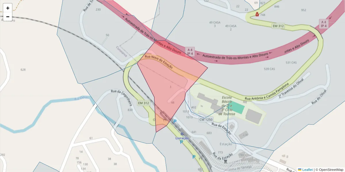 Mapa detalhado do código postal 4635-766 com limites, códigos postais vizinhos e agências dos correios