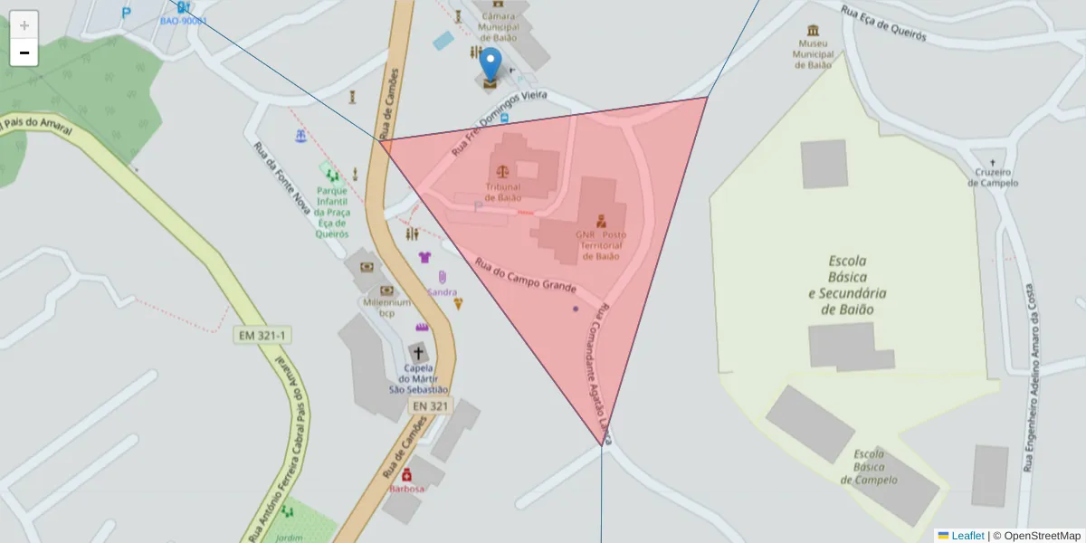 Mapa detalhado do código postal 4640-151 com limites, códigos postais vizinhos e agências dos correios
