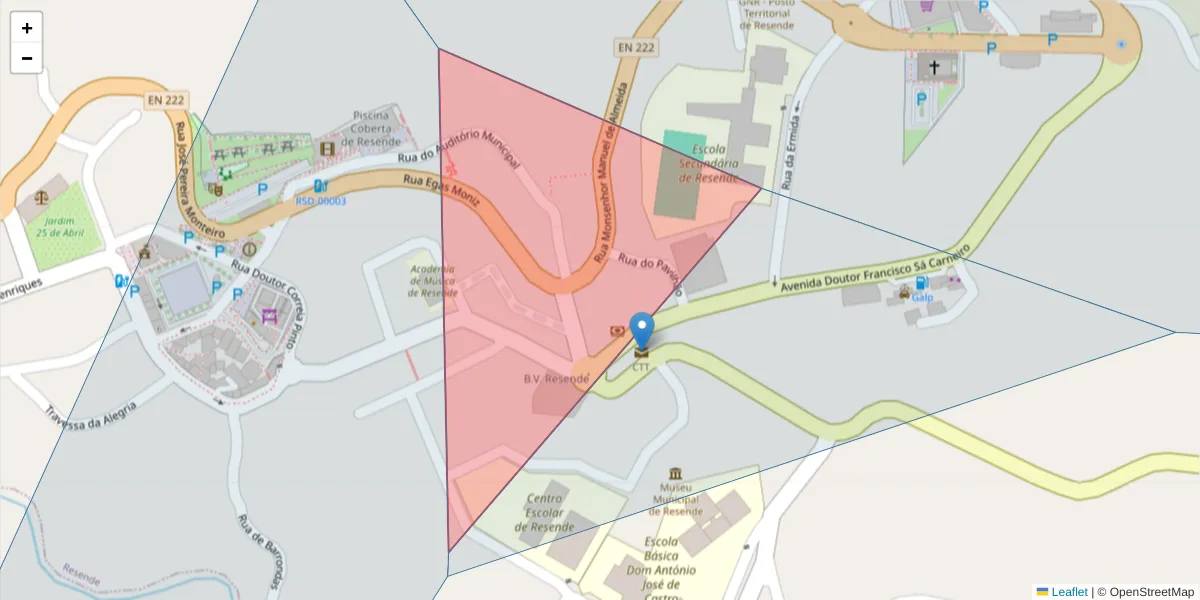 Mapa detalhado do código postal 4660-226 com limites, códigos postais vizinhos e agências dos correios