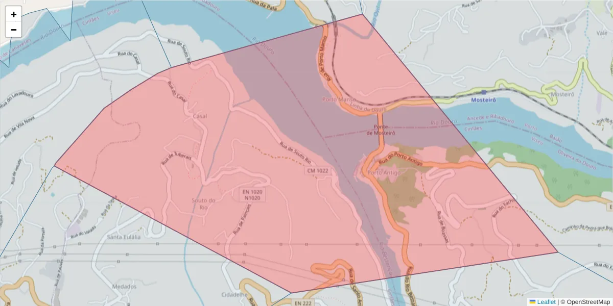 Mapa detalhado do código postal 4690-068 com limites, códigos postais vizinhos e agências dos correios