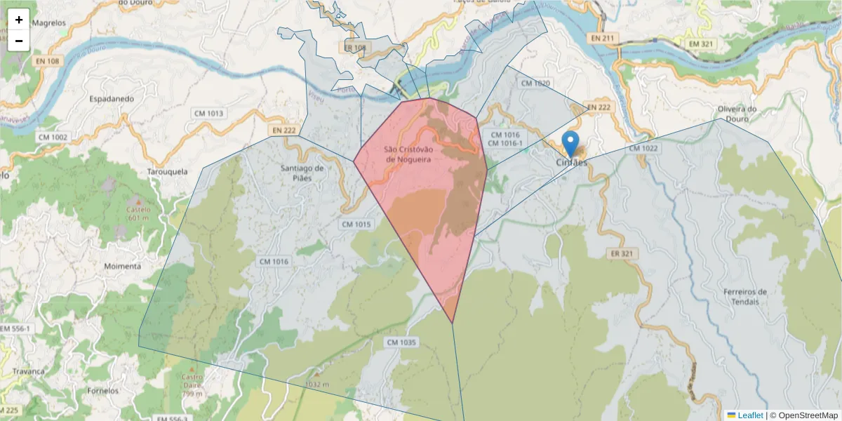 Mapa detalhado do código postal 4690-538 com limites, códigos postais vizinhos e agências dos correios