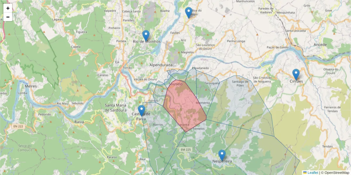 Mapa detalhado do código postal 4690-622 com limites, códigos postais vizinhos e agências dos correios