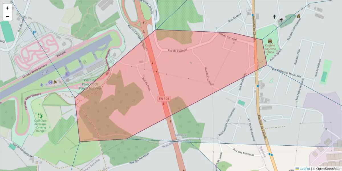 Mapa detalhado do código postal 4700-698 com limites, códigos postais vizinhos e agências dos correios