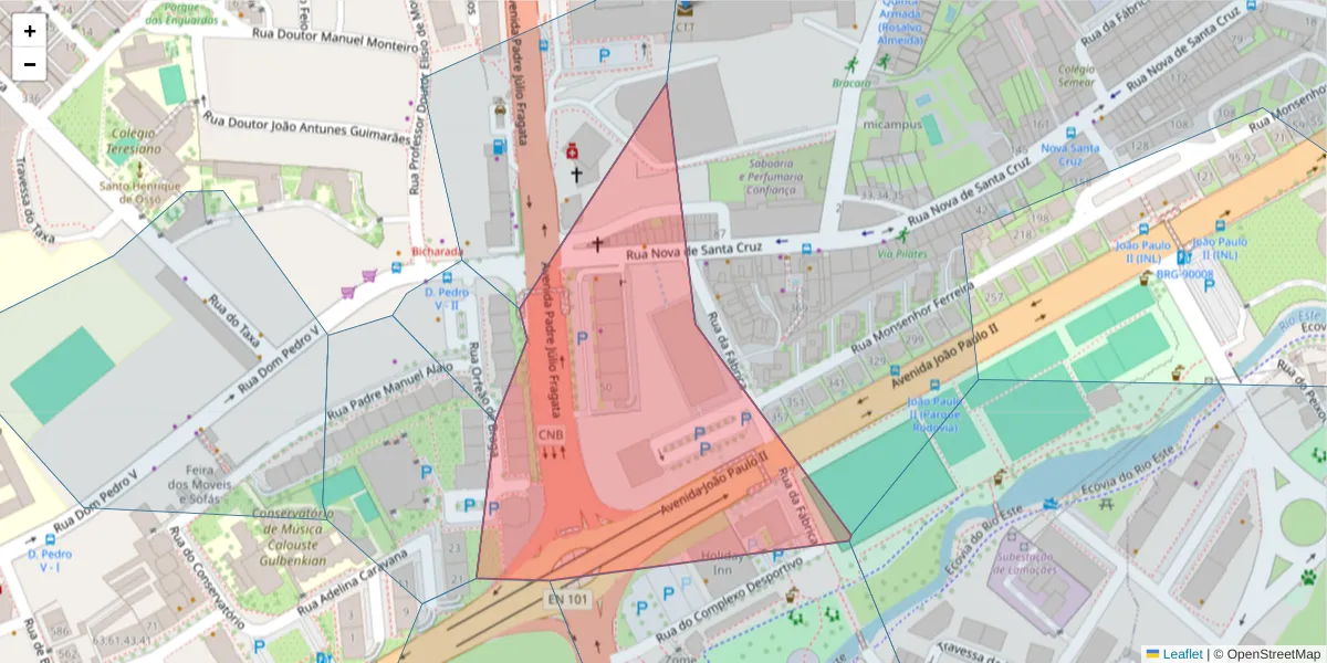 Mapa detalhado do código postal 4710-413 com limites, códigos postais vizinhos e agências dos correios