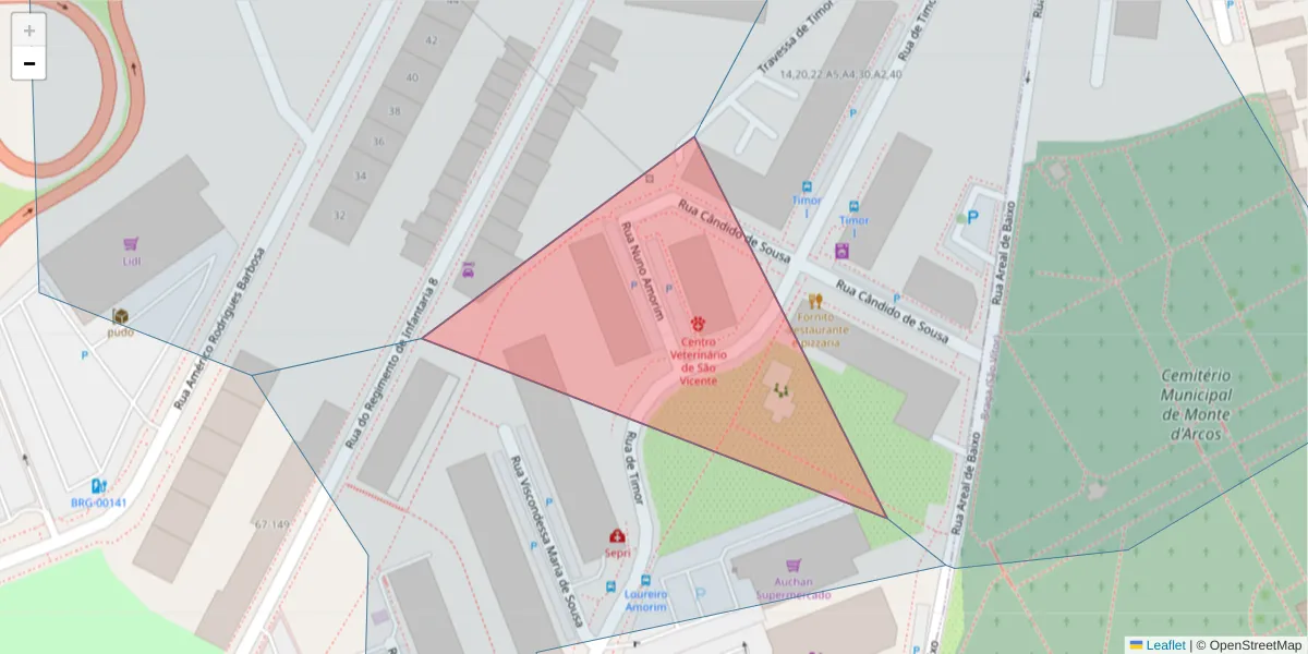Mapa detalhado do código postal 4710-503 com limites, códigos postais vizinhos e agências dos correios