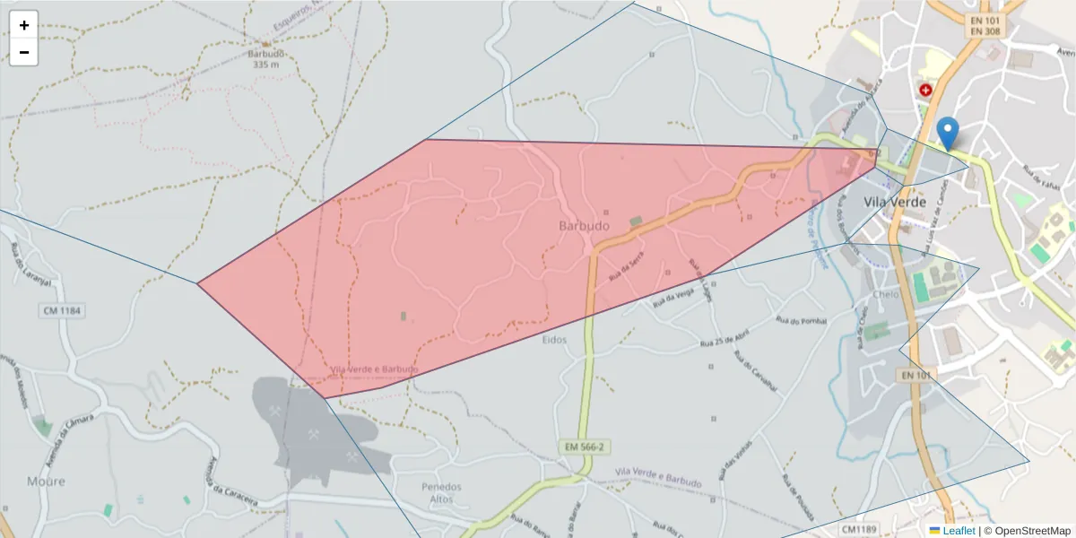 Mapa detalhado do código postal 4730-752 com limites, códigos postais vizinhos e agências dos correios