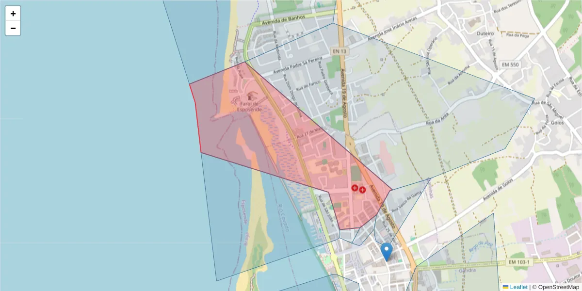 Mapa detalhado do código postal 4740-203 com limites, códigos postais vizinhos e agências dos correios