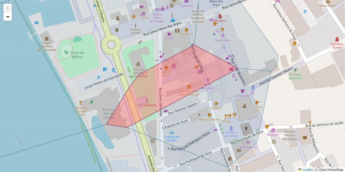 Mapa detalhado do código postal 4740-283 com limites, códigos postais vizinhos e agências dos correios