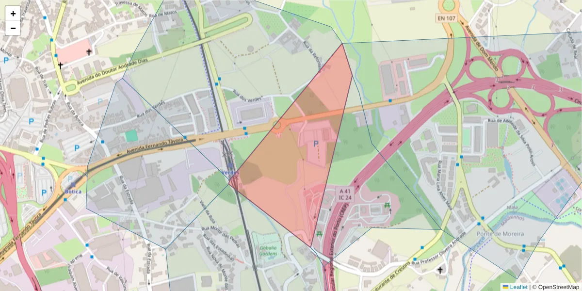 Mapa detalhado do código postal 4740-472 com limites, códigos postais vizinhos e agências dos correios
