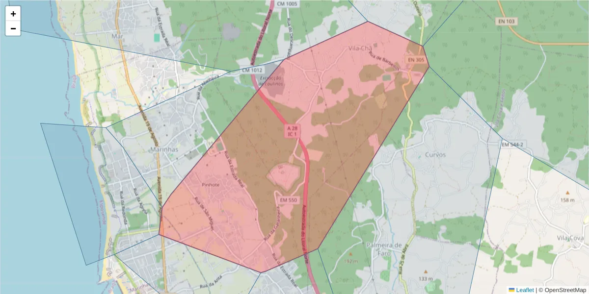 Mapa detalhado do código postal 4740-576 com limites, códigos postais vizinhos e agências dos correios