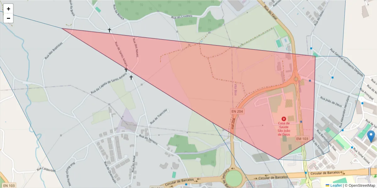 Mapa detalhado do código postal 4750-194 com limites, códigos postais vizinhos e agências dos correios