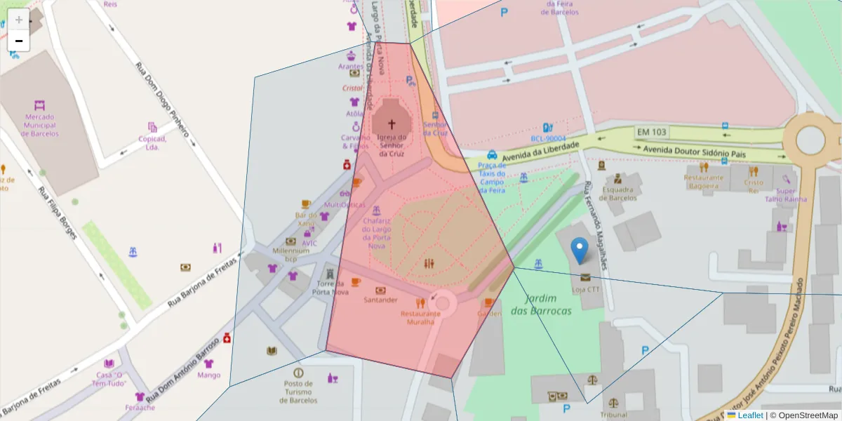 Mapa detalhado do código postal 4750-329 com limites, códigos postais vizinhos e agências dos correios