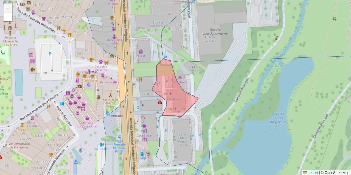 Mapa detalhado do código postal 4760-053 com limites, códigos postais vizinhos e agências dos correios