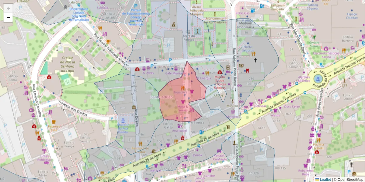 Mapa detalhado do código postal 4760-125 com limites, códigos postais vizinhos e agências dos correios