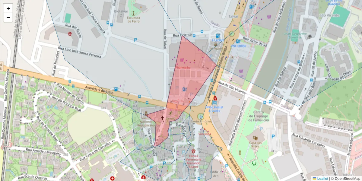 Mapa detalhado do código postal 4760-163 com limites, códigos postais vizinhos e agências dos correios