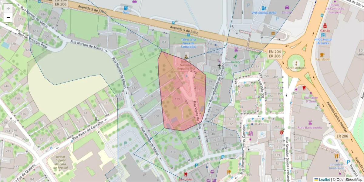 Mapa detalhado do código postal 4760-170 com limites, códigos postais vizinhos e agências dos correios