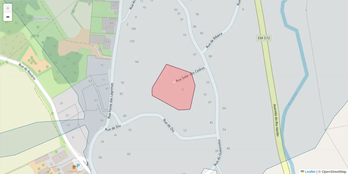 Mapa detalhado do código postal 4760-472 com limites, códigos postais vizinhos e agências dos correios