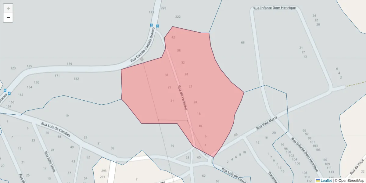 Mapa detalhado do código postal 4760-720 com limites, códigos postais vizinhos e agências dos correios