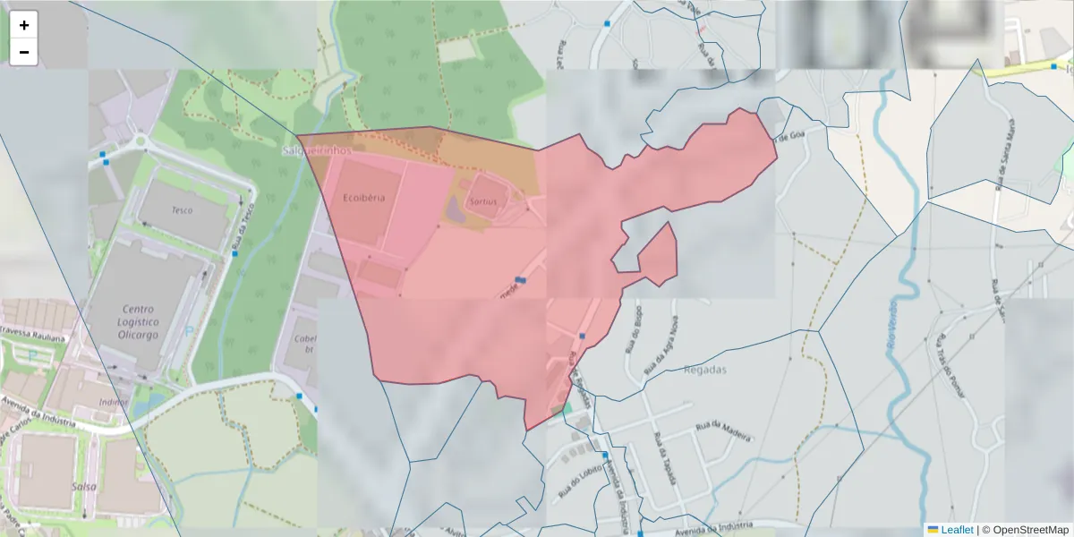 Mapa detalhado do código postal 4760-723 com limites, códigos postais vizinhos e agências dos correios