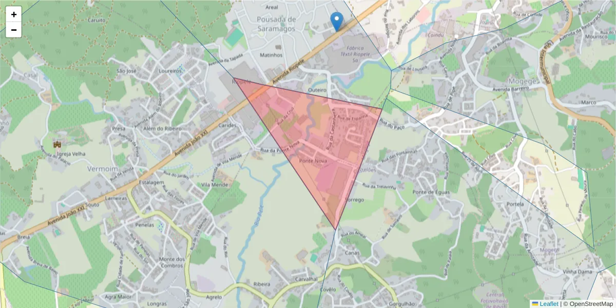 Mapa detalhado do código postal 4770-405 com limites, códigos postais vizinhos e agências dos correios